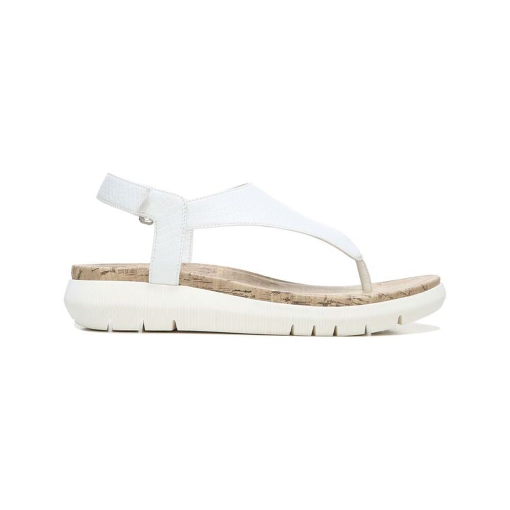 NATURALIZER Womens White Snake Print 1" Platform Meghan Wedge Thong Sandals 11 M